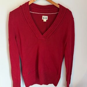 Converse Red V-Neck Women's Sweater 100% Cotton Vintage